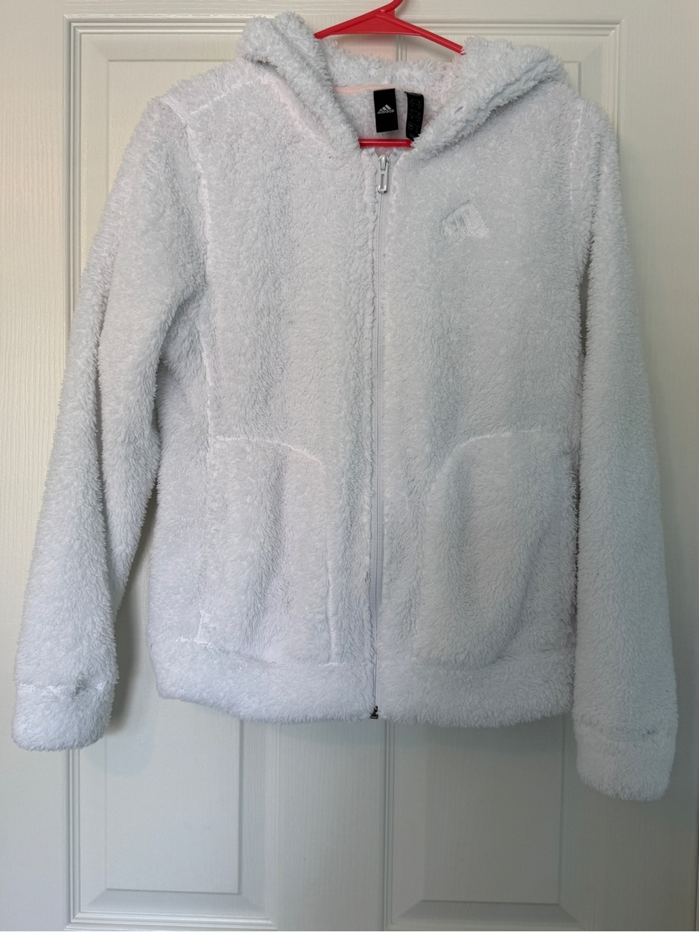 Adidas women’s White Plush Hooded Jacket